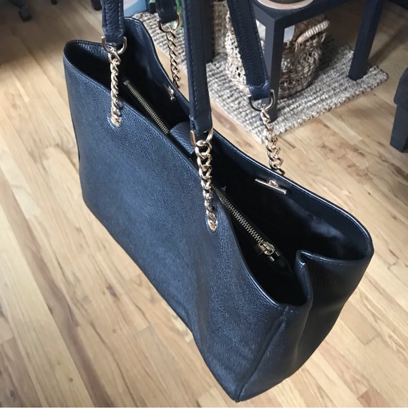 Tory Burch Black Leather Carter Tote - Picture 2 of 7